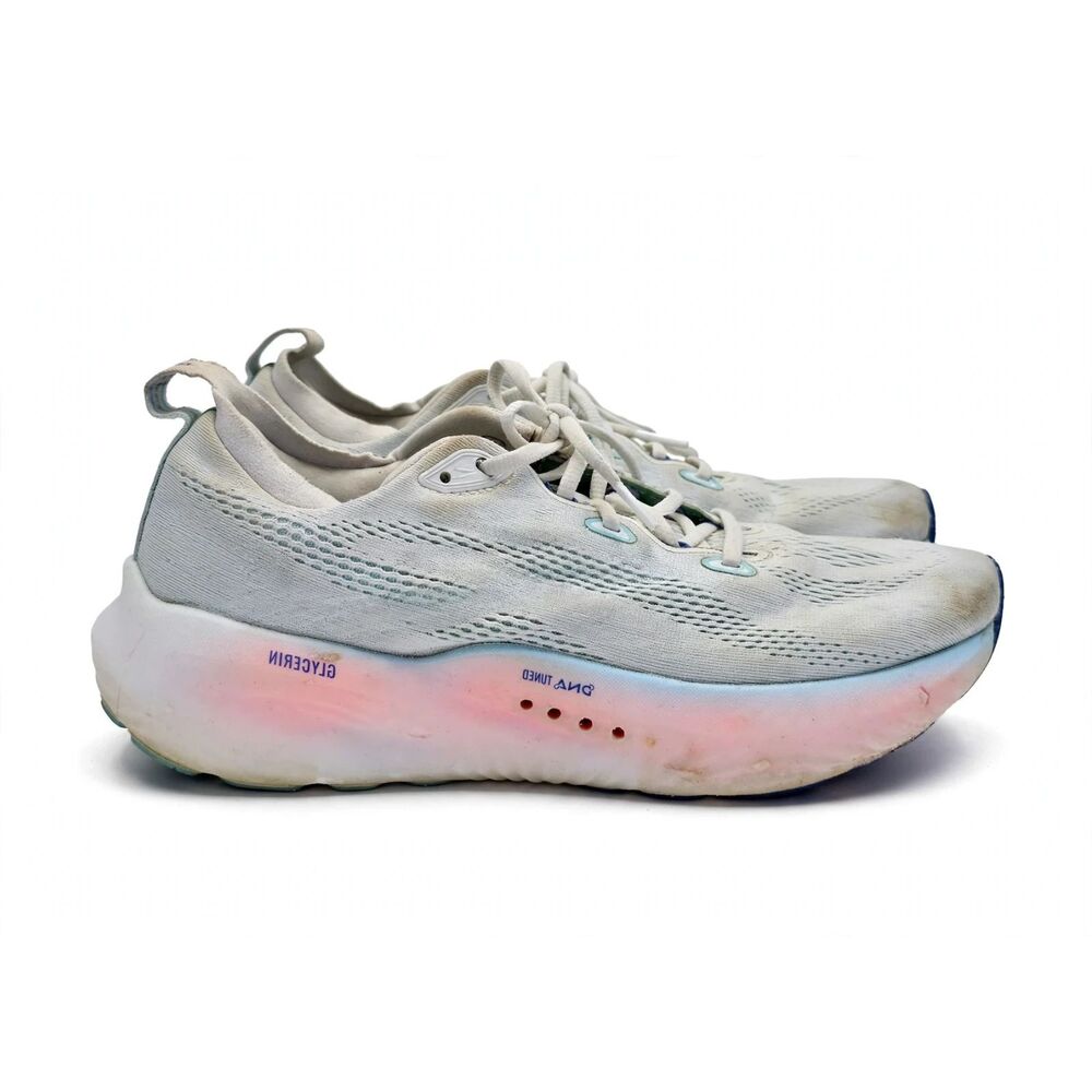Brooks Glycerin 21 Womens 10.5 B White Blue Pink Running Shoes DNA LOFT V3 Used